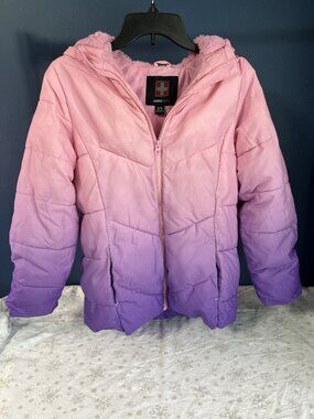 Swiss Tech Girls' Hooded Ombre Puffer Jacket XL (14-16)